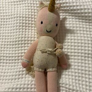 Adorable Pink and Cream Knit Unicorn Doll Ella